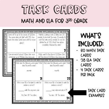 Preview of Math and ELA Review Task Cards