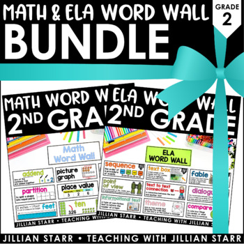 Preview of Math and ELA Word Wall Bundle 2nd Grade - Vocabulary Cards