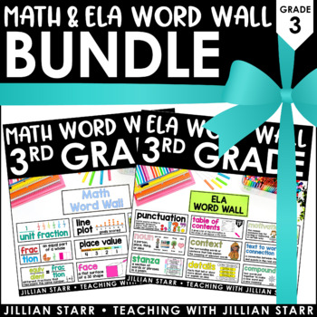 Preview of Math and ELA Word Wall Bundle 3rd Grade - Vocabulary Cards