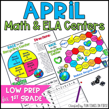 Preview of April Early Finisher Activities for 1st Grade - Math and ELA Center Activities