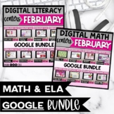 Math and Literacy Centers & Games Google Slides Bundle February