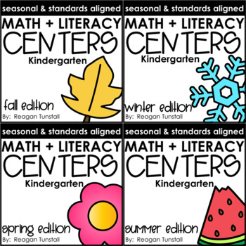 Preview of Math and Literacy Centers Seasonal Bundle Kindergarten