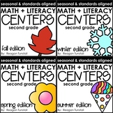 Math and Literacy Centers Seasonal Bundle Second Grade