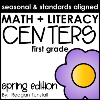 Preview of Math and Literacy Centers Spring First Grade