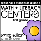 Math and Literacy Centers Spring First Grade