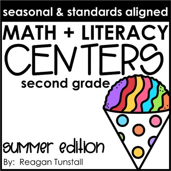Preview of Math and Literacy Centers Summer Second Grade