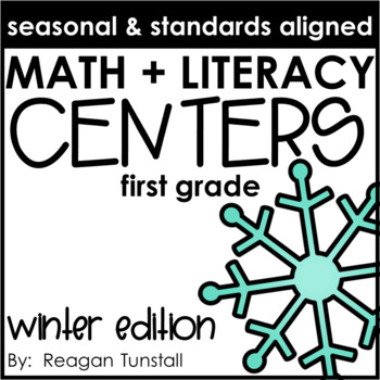 Preview of Math and Literacy Centers Winter First Grade