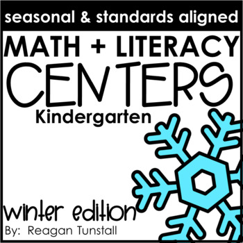 Preview of Math and Literacy Centers Winter Kindergarten