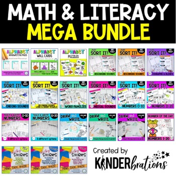 Preview of Math and Literacy MEGA Bundle | No Prep | Printables and Activities