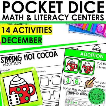 Math and Literacy Pocket Dice Centers for December by Deedee Wills