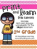 Spanish Print and Learn - Math and Literacy Pages - 2nd Gr