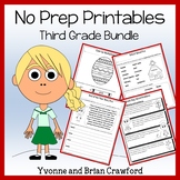 Math and Literacy NO PREP Printables Bundle | 3rd Grade Sk
