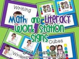 Literacy and Math Center Labels  {Work Station Signs}