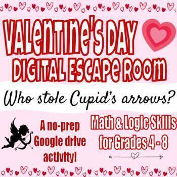 Preview of Math and Logic Valentine's Day Digital Escape Room for Google