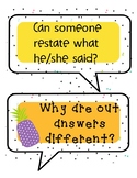 Math and Science Sentence Starters and Questions Pineapple Theme