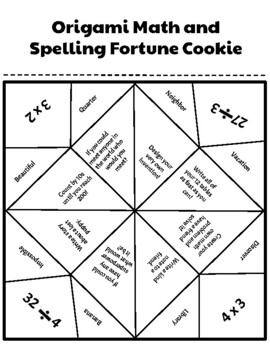 Preview of Math and Spelling, Multiplication and Division, Origami Fortune Teller Activity