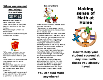 Preview of Math at Home Flyer