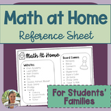 Math at Home Resource List for Students & Families