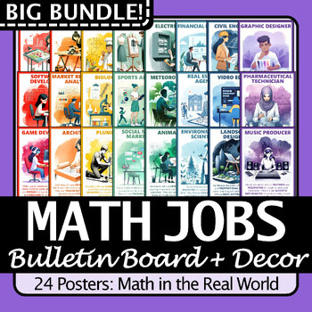 Preview of Math at Work: Exploring Math involved in Careers | 24 Poster Set Classroom Decor