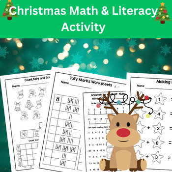 Preview of Math christmas worksheets | Math Literacy Centers Worksheets Activities