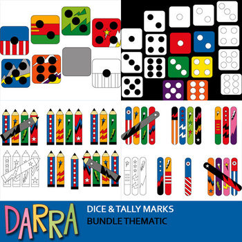 Preview of Math clip art bundle - Tally marks, dice clipart
