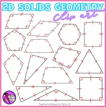 Preview of Math clipart: 2D Solids with congruence lines