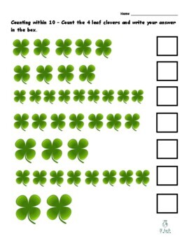 Preview of Math - counting shamrocks - up to 10 (St. Patrick's Day)