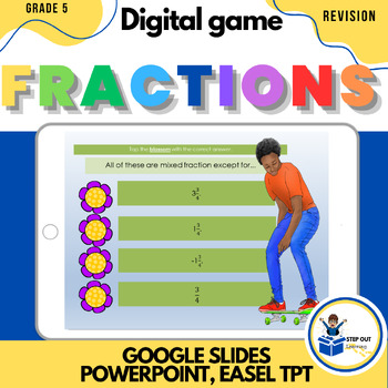 Preview of Math digital game :Fractions - add, subtract, multiply, divide  - 25 MCQs