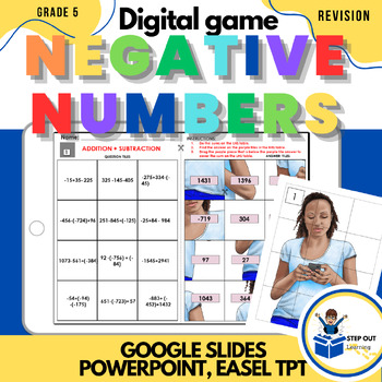 Preview of Negative integers + solving simple equations Digital math activity/worksheet