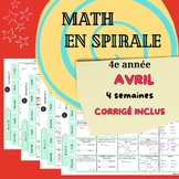 Math en spirale AVRIL 4e année Spiral Math APRIL  4th grade