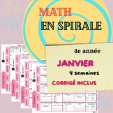 Math en spirale JANVIER 4e année   Spiral Math JANUARY 4th Grade