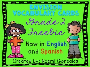 Preview of Math enVision Vocab Cards Grade 2 FREEBIE