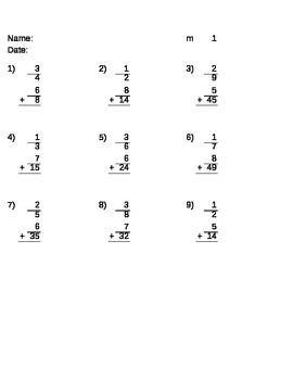 Preview of Math fraction skills - adding mixed fractions