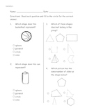 Math geometry (3D shapes) pre-post assessment pages-ITBS style