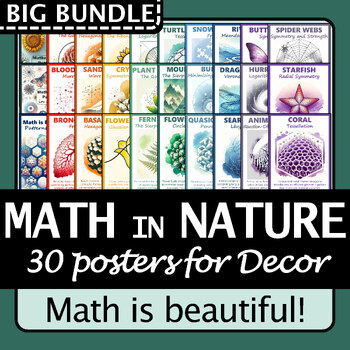 Preview of Math in Nature 30 Poster Bundle | Math Classroom Decor + Bulletin Board Idea!