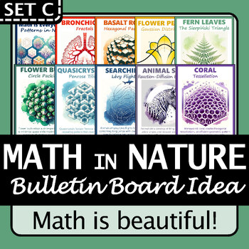 Preview of Math in Nature 10 Posters (Set C) | Math Classroom Decor + Bulletin Board Idea!