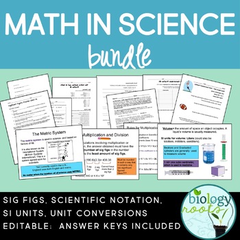 Preview of Math in Science Bundle- Sig Figs, Sci Notation, SI Units Conversions