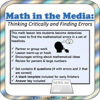 Preview of Math in the Media: Critical Thinking, Applied Math, and Media Literacy Prompts