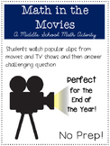 Math in the Movies for Middle School ~ End of Year Activity