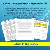 Math in the News: 10 Reasons Why Math is Important in Life
