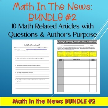 Preview of Math in the News Bundle #2:  10 Articles with Questions--Sub Plans