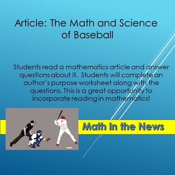 Preview of Math in the News: The Math and Science of Baseball-Sub Plans