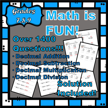 Preview of Math is FUN! All Decimal Basic Operations Bundle! - Over 1400 Questions!!!