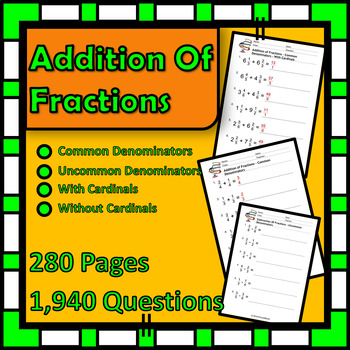 Preview of Math is FUN! - Fractions Addition - 280 Pages - Over 1,900 Questions