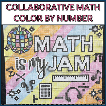 Preview of Math is my Jam Collaborative Coloring Poster | Editable
