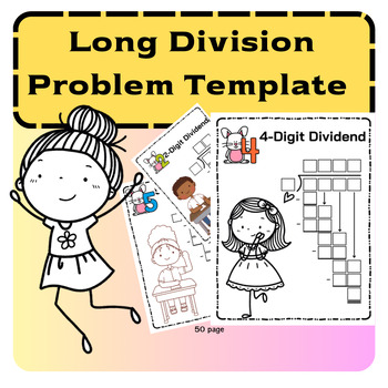 Preview of Long division practice Template for 2,3,4,5,6 digit dividends