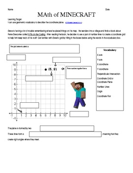 Math of Minecraft 5th Grade CC aligned Geometry by Becky Dittman
