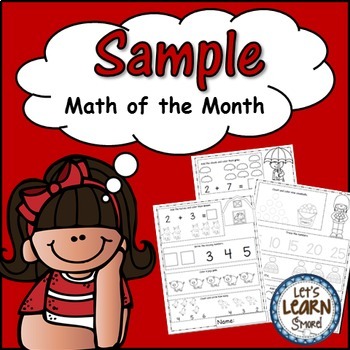 Preview of Monthly Themed Math Worksheets, Daily Math, Free