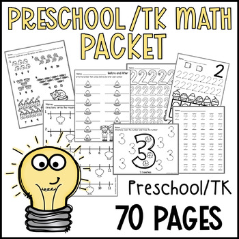 Preview of Math packet for preschool or TK Math packet