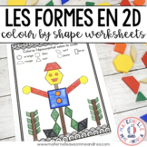 French MATH Worksheets - Colour by Shapes (Les formes) - 2